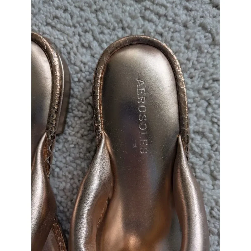 NIB Aerosoles Rose Gold Metallic Leather Jordan Sandal Slides Sz 6